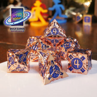 Metal DnD Copper Blue Dice Set (7x Dice)