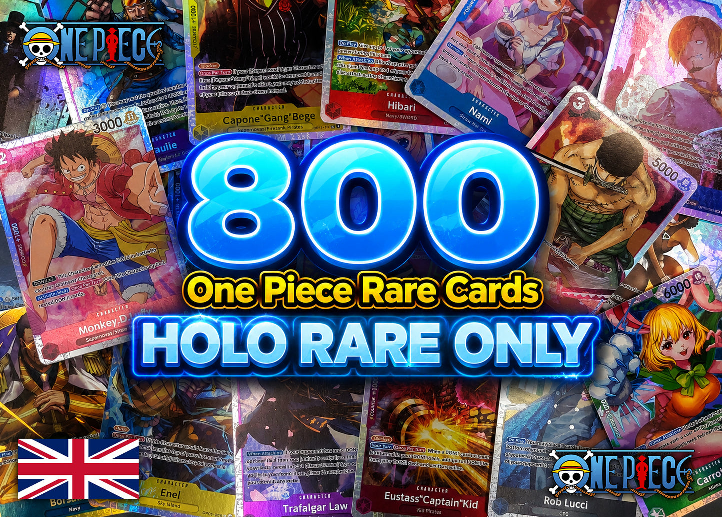 One Piece HOLO ONLY Bulk - 800 English Rare/Foil Cards