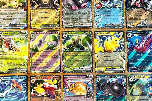Collection of various trading cards displayed in a grid.