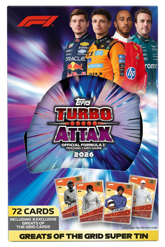 Topps Formula 1 Turbo Attax 2026 Greats of the Grid Super Tin